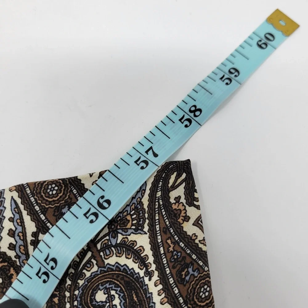 Christian Dior Tie Mens Necktie Silk Brown Beige Paisley Cravates Paris NY Adult